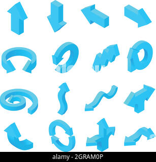 Flèches icons set dans un style 3D isométrique Illustration de Vecteur