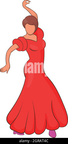 L'icône de danseuse de flamenco, style cartoon Illustration de Vecteur