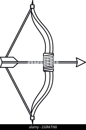 L'icône de l'arc et de la flèche, de style contour Illustration de Vecteur