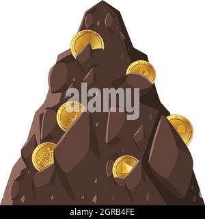 Pièces de crypto sur fond blanc Illustration de Vecteur