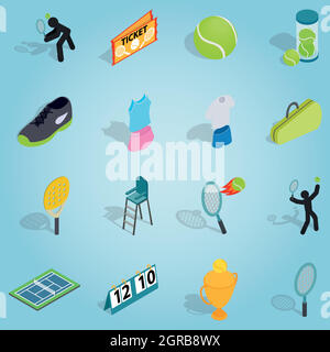 Jeu isométrique Tennis Illustration de Vecteur