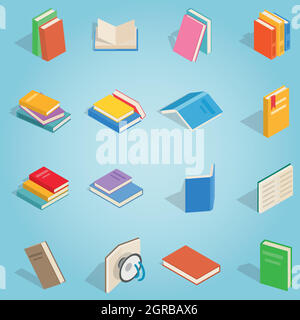 Ensemble de livres, les icônes de style 3D isométrique Illustration de Vecteur