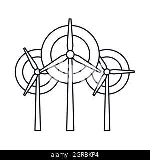 Les turbines du générateur du vent, l'icône de style contour Illustration de Vecteur