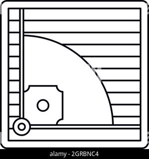 Sur le terrain de base-ball, l'icône de style contour Illustration de Vecteur