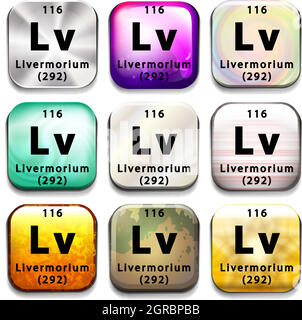 Un bouton de tableau périodique montrant la Livermorium Illustration de Vecteur
