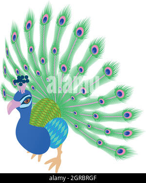 Peacock, icône de style cartoon Illustration de Vecteur