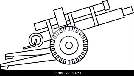 Des pièces d'artillerie, l'icône de style contour Illustration de Vecteur