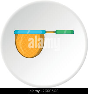 Filet pour attraper des poissons, l'icône de style cartoon Illustration de Vecteur