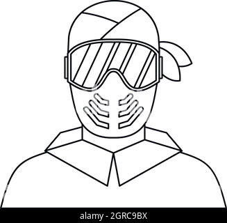 Joueur de paintball dans l'icône de masque de protection Illustration de Vecteur