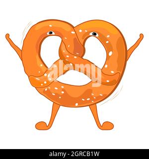 Bretzel avec poignées, cuit de la pâte en forme de nœud.Vector Illustration de Vecteur