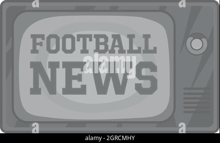 Nouvelles de football sur l'icône TV rétro style monochrome, Illustration de Vecteur