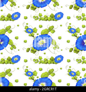 Fond sans couture avec fleurs bleu du matin Illustration de Vecteur