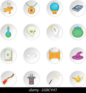 Magic icons set, cartoon style Illustration de Vecteur