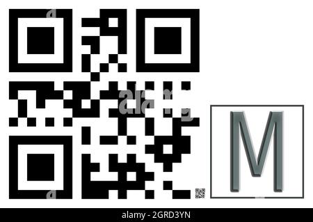 Monogramme du caractère majuscule M , code QR Banque D'Images