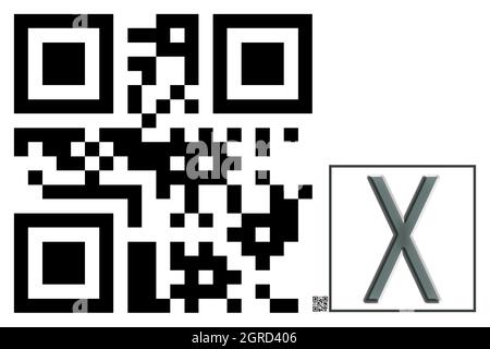 Monogramme du caractère majuscule X , code QR Banque D'Images