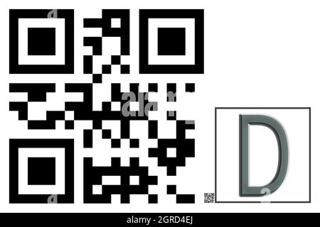 Monogramme du caractère majuscule D , code QR Banque D'Images