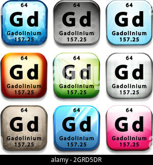 Un bouton montrant l'élément Gadolinium Illustration de Vecteur