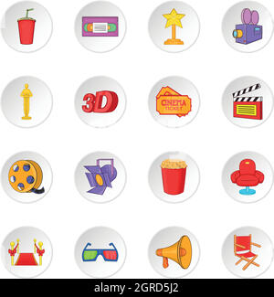 Cinema icons set, cartoon style Illustration de Vecteur