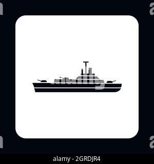 Navire de la marine militaire, l'icône de style simple. Illustration de Vecteur