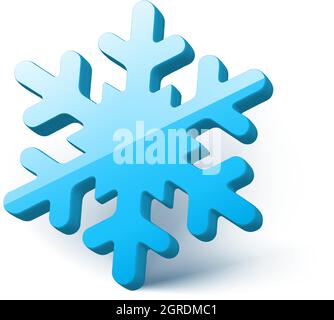 flocon de neige bleu vectoriel 3d. Isolé sur fond blanc. Illustration de Vecteur