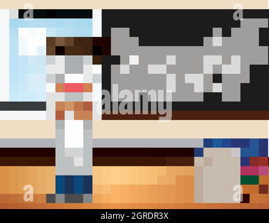 Scientifique debout devant la classe Illustration de Vecteur