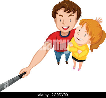 Homme et femme avec grand sourire Illustration de Vecteur