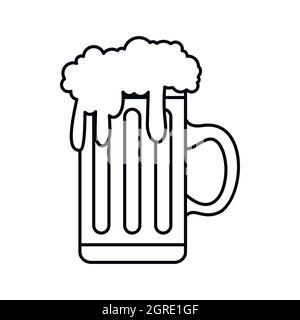 Chope de bière plein style du contour, icône Illustration de Vecteur