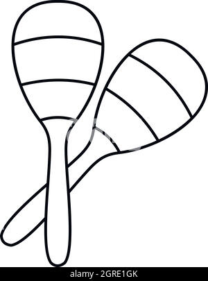 L'icône de style contour Maracas Illustration de Vecteur