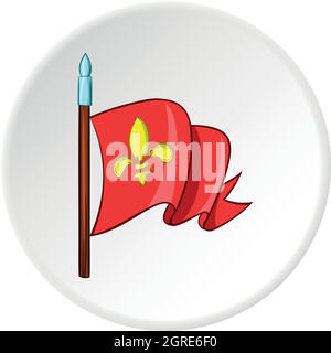 L'icône du drapeau chevalier médiéval, style cartoon Illustration de Vecteur