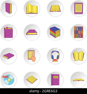 Books icons set, cartoon style Illustration de Vecteur