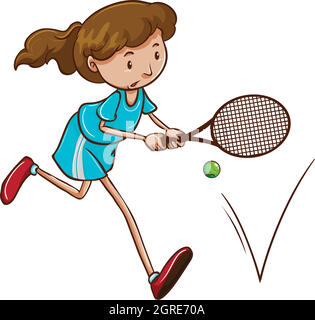 Une fille jouant au tennis Illustration de Vecteur