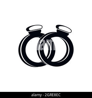 Une paire de bagues d'or, l'icône de style simple. Illustration de Vecteur