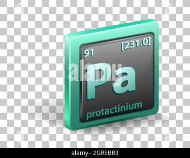 Élément chimique de protactinium. Symbole chimique avec numéro atomique et masse atomique. Illustration de Vecteur