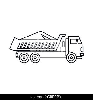 Dump Truck, icône de style contour Illustration de Vecteur