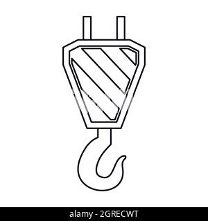 Le crochet de la grue, l'icône de style contour Illustration de Vecteur