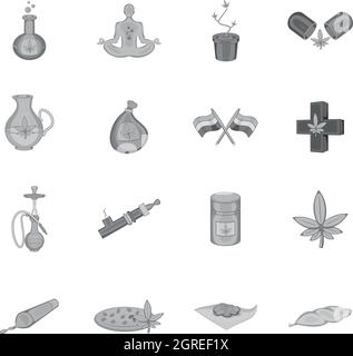 La marijuana médicale icons set style monochrome noir Illustration de Vecteur