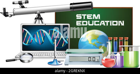 Ensemble de technologie objet éducation STEM Illustration de Vecteur