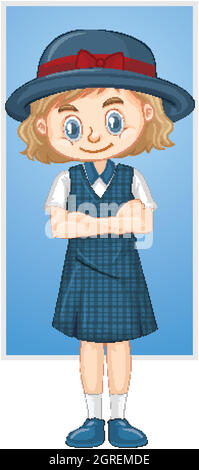 Fille heureuse en uniforme scolaire Illustration de Vecteur