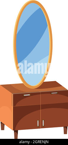 Commode avec miroir, icône de style cartoon Illustration de Vecteur