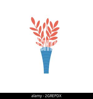 Dessin animé plat maison plante dans vase, meubles de maison, pièce intérieur éléments vecteur illustration concept Illustration de Vecteur