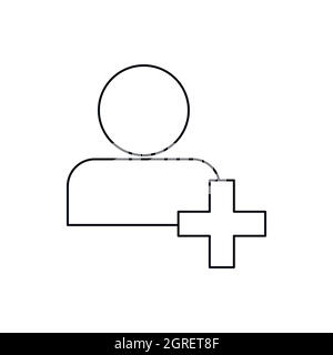 Ajouter un ami contact style du contour, icône Illustration de Vecteur