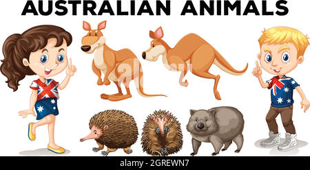 Ensemble d'animaux sauvages australiens Illustration de Vecteur