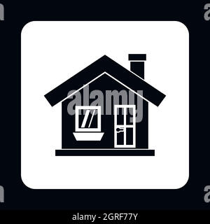 Une maison à étages avec une cheminée de style simple, icône Illustration de Vecteur