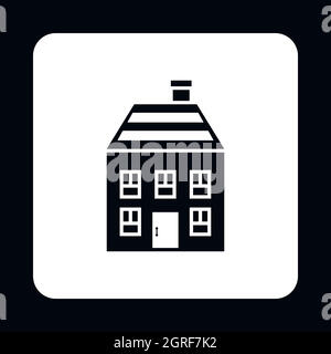 Maison de deux étages avec cheminée, l'icône de style simple. Illustration de Vecteur