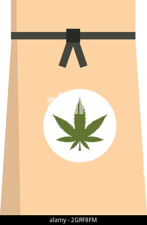 Sac de papier de la marijuana médicale, l'icône de style plat Illustration de Vecteur