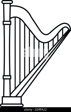 Icône style du contour, harpe Illustration de Vecteur