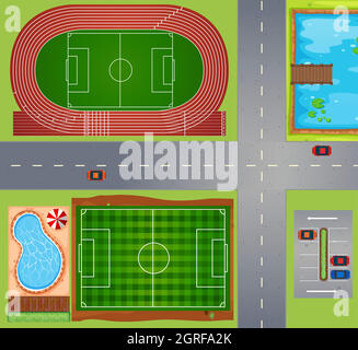 Terrains et terrains de sport Illustration de Vecteur