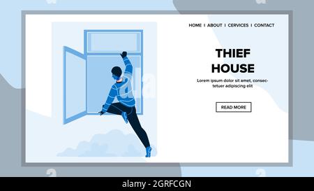 Voleur criminel homme piratage et Thief House Vector Illustration de Vecteur