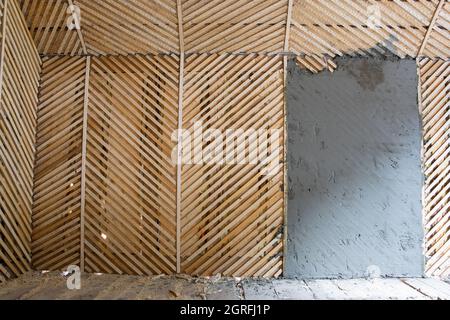 souches et plâtre dans la nouvelle construction de maison, vue intérieure Banque D'Images