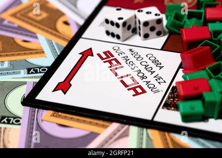 Jeu de société Monopoly de langue espagnole Banque D'Images